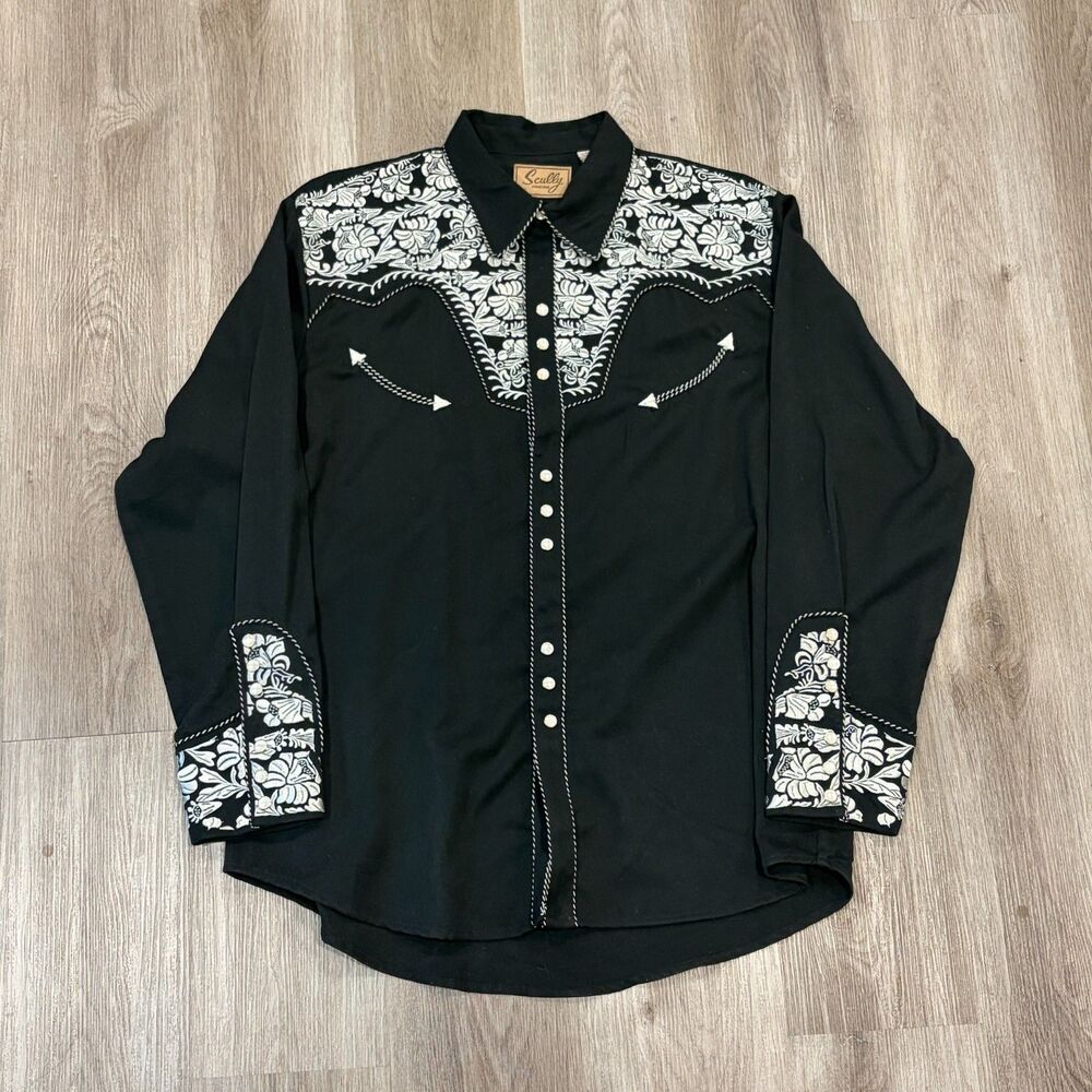 VTG SCULLY EMBROIDERED WESTERN SHIRT MEN'S SZ XL ROCKABILLY COWBOY